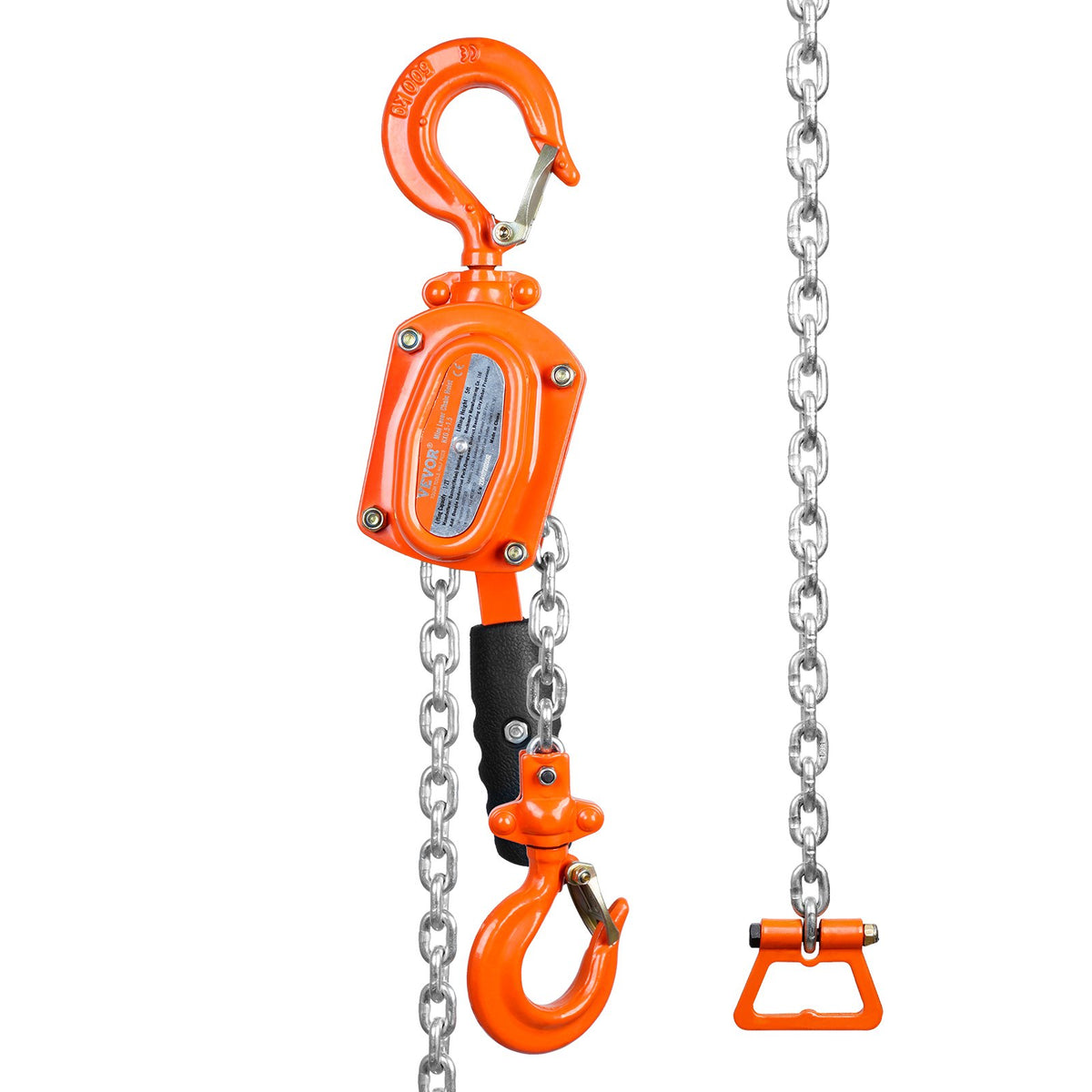 VEVOR Manual Lever Chain Hoist, 0.5 Tonne (499.5 kg) Lifting Capacity, 1.5 m Lifting Height, G80 Galvanised Carbon Steel with Weston Dual Dog Brake, Automatic Chain Feed and 360° Swivel Hook, Suitable for Garages, Factories and Docks