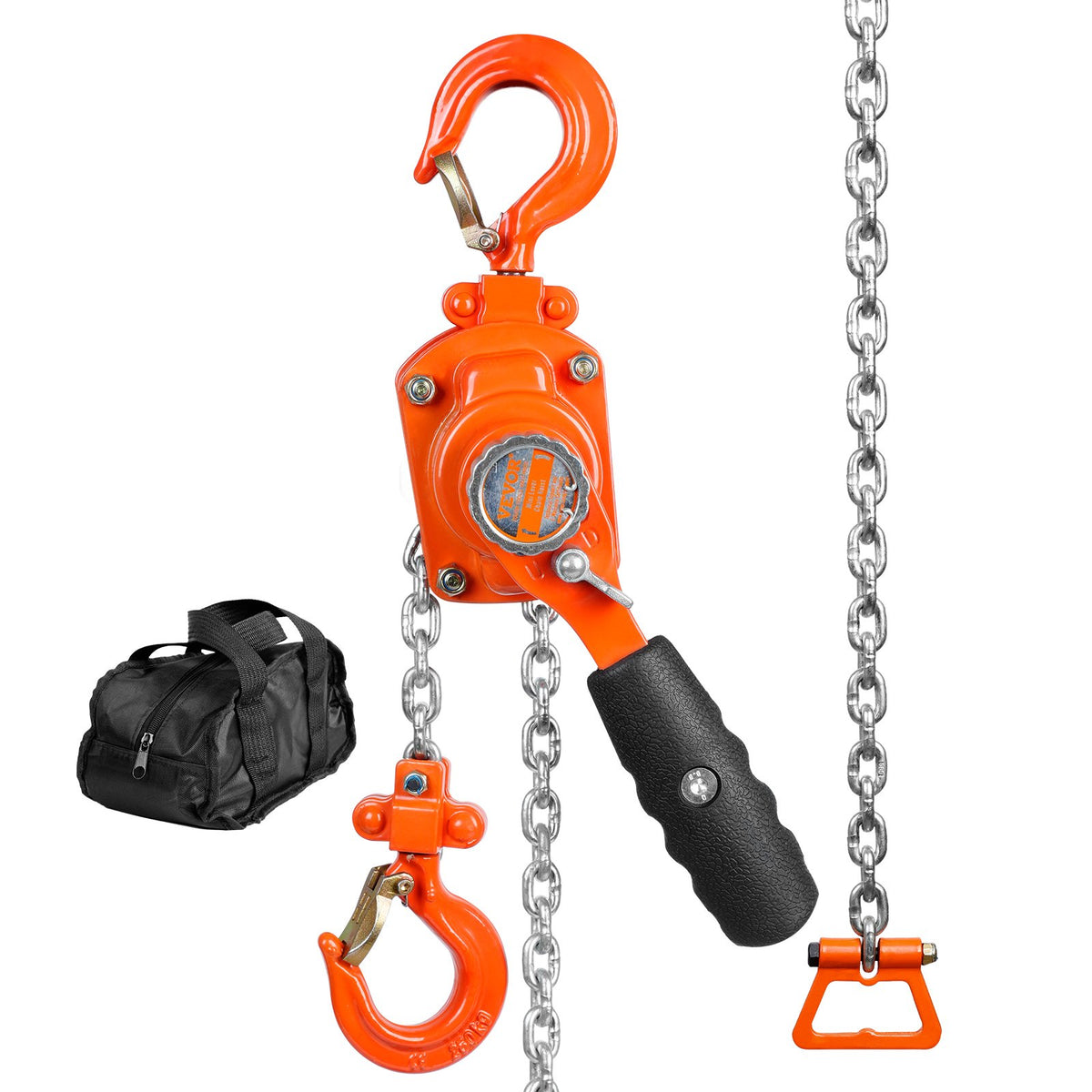 VEVOR Manual Lever Chain Hoist, 1/4 Tonne (250 kg) Lifting Capacity, 1.5 m Lifting Height, G80 Galvanised Carbon Steel with Weston Dual Dog Brake, Automatic Chain Feed and 360° Swivel Hook, Suitable for Garages, Factories and Docks