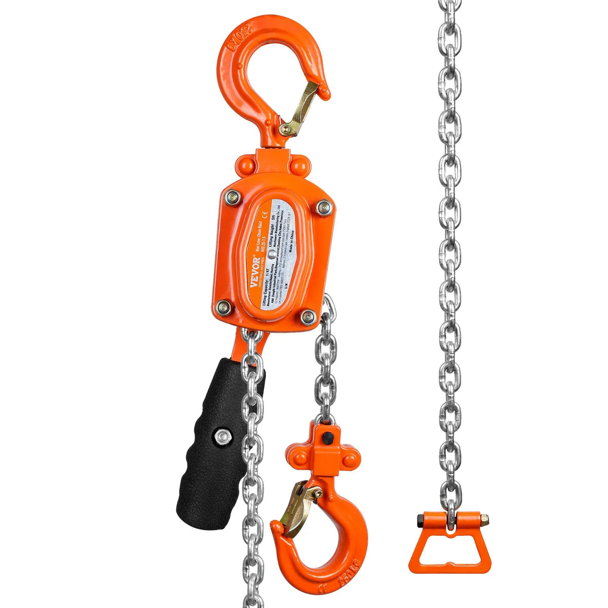 VEVOR Manual Lever Chain Hoist, 1/4 Tonne (250 kg) Lifting Capacity, 1.5 m Lifting Height, G80 Galvanised Carbon Steel with Weston Dual Dog Brake, Automatic Chain Feed and 360° Swivel Hook, Suitable for Garages, Factories and Docks