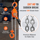 VEVOR manuālais sviras ķēdes pacēlājs, 1/4 tonnas (250 kg) celtspēja, 1,5 m pacelšanas augstums, G80 cinkots oglekļa tērauds ar Weston dubultā suņu bremzi, automātisku ķēdes padevi un 360° rotējošu āķi, piemērots garāžām, rūpnīcām un dokiem