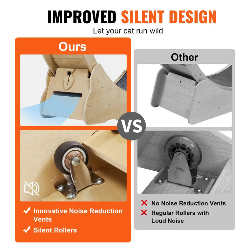 VEVOR kaķu skriešanas ritenis ar noņemamu paklāju un rotaļlietu, 75 cm trenažieris skriešanai, iešanai un treniņiem telpās, piemērots vairumam kaķu