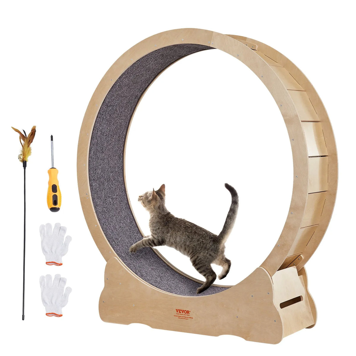 VEVOR Cat Exercise Wheel 132 cm, with Removable Mat and Toy