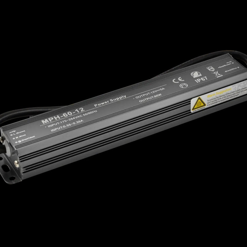 Lai lietotu sildītaju pie 220V strāvas_bez kontaktdakšas_LED Barošanas Bloks 60W 12V, ūdensdrošs IP67