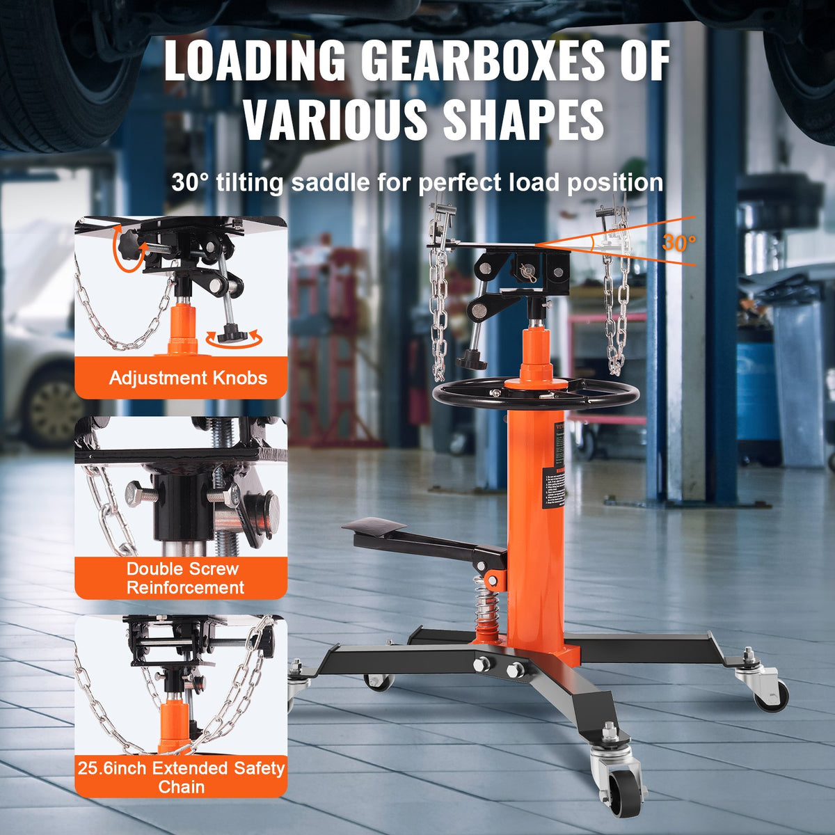 VEVOR Hydraulic Transmission Jack, 600 kg Telescopic, 81-170 cm Lifting Range, Floor Jack with Foot Pedal and 360° Swivel Wheels