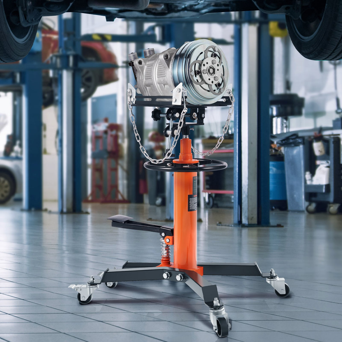 VEVOR Hydraulic Transmission Jack, 600 kg Telescopic, 81-170 cm Lifting Range, Floor Jack with Foot Pedal and 360° Swivel Wheels