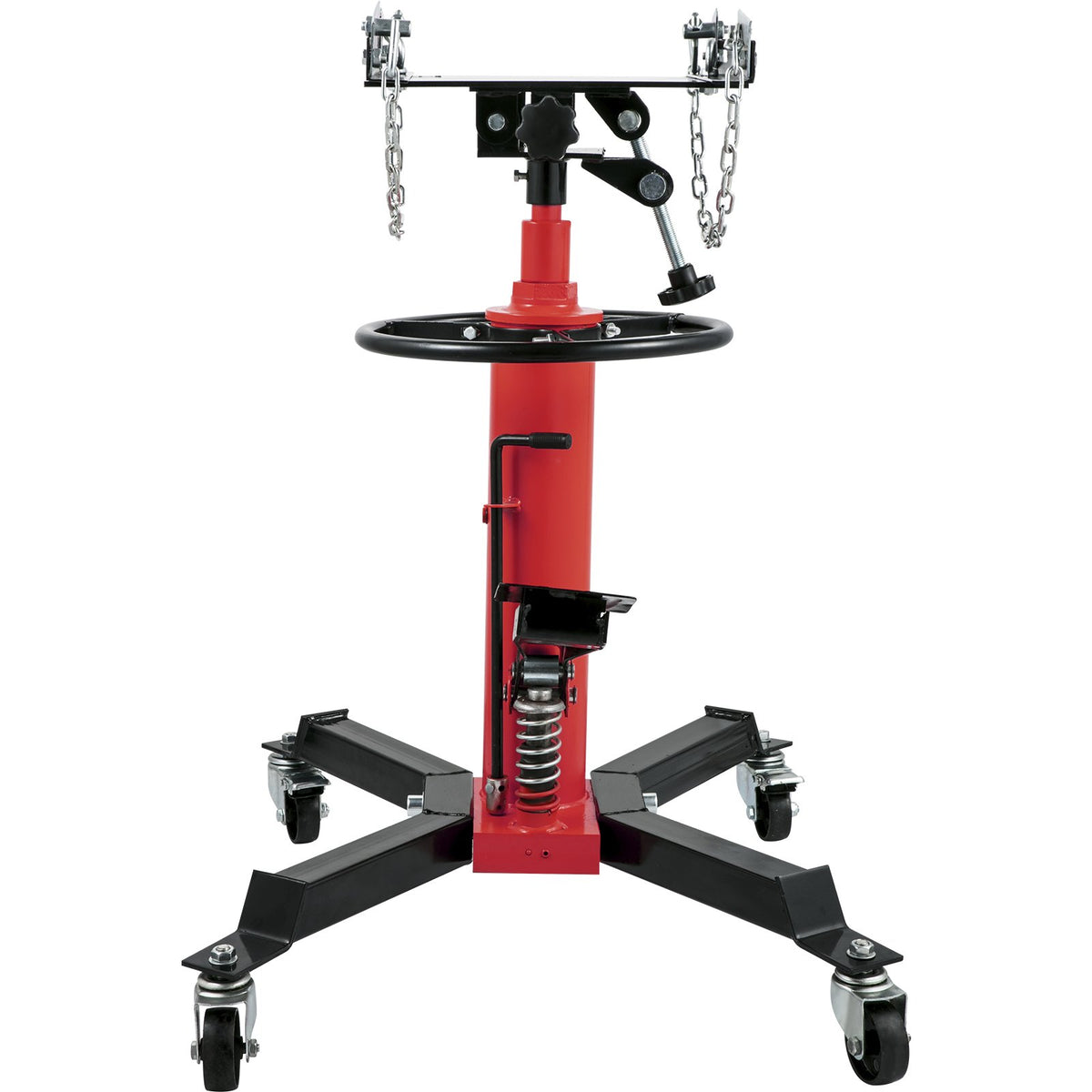 VEVOR Hydraulic Transmission Jack 0.6 t, Telescopic, with Foot Pedal and 360° Swivel Wheels, Two-Stage Floor Stand, Red