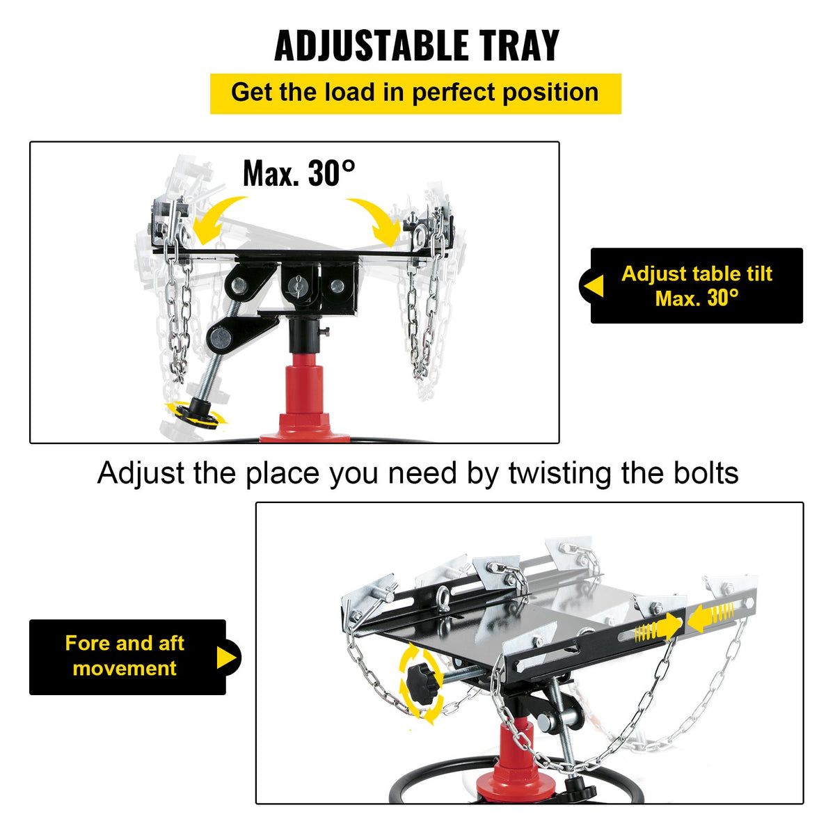 VEVOR Hydraulic Transmission Jack 0.6 t, Telescopic, with Foot Pedal and 360° Swivel Wheels, Two-Stage Floor Stand, Red