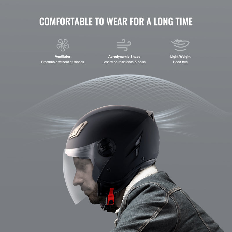 VEVOR 3/4-Sejas motocikla ķivere – Motokrosa ķivere ar Bluetooth austiņu slotu