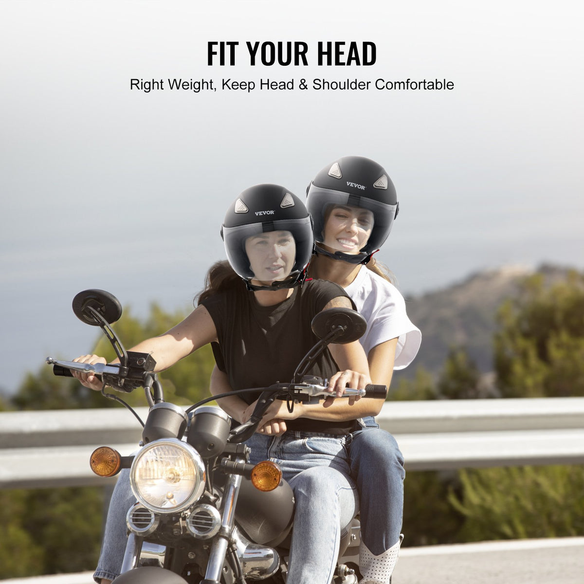 VEVOR 3/4-Face Motorcycle Helmet – Motocross Helmet with Bluetooth Headset Slot