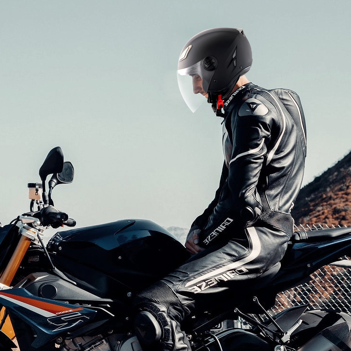 VEVOR ¾ Face Motocross Helmet with Bluetooth Socket