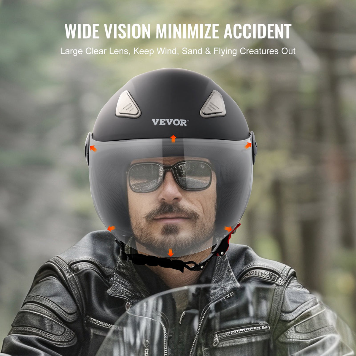 VEVOR ¾ Face Motocross Helmet with Bluetooth Socket