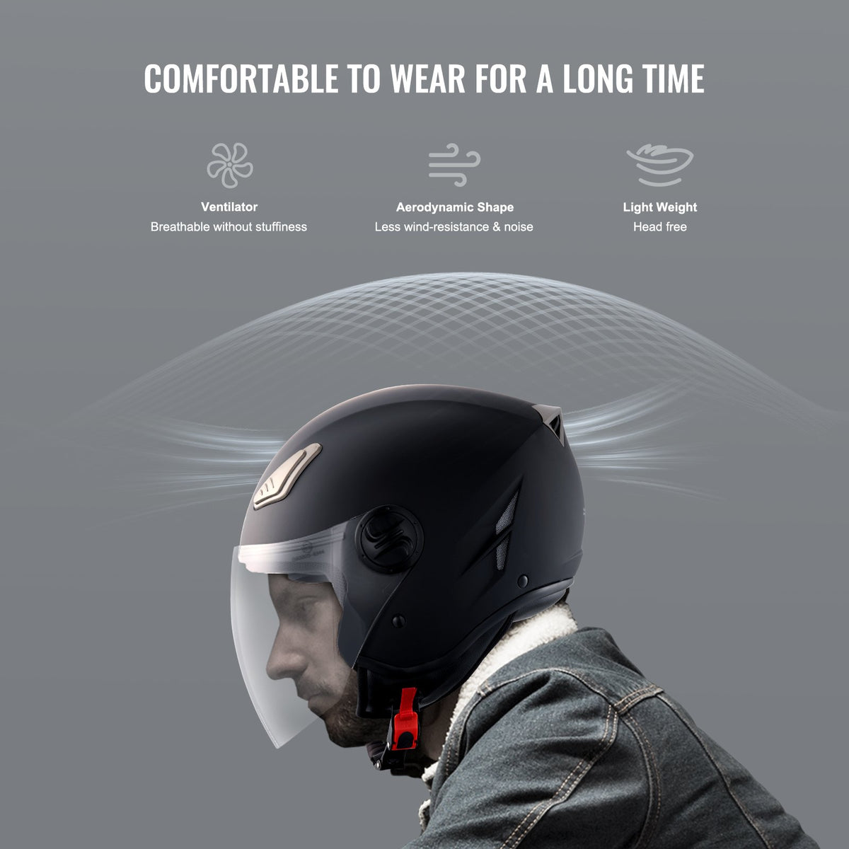 VEVOR ¾ Face Motocross Helmet with Bluetooth Socket