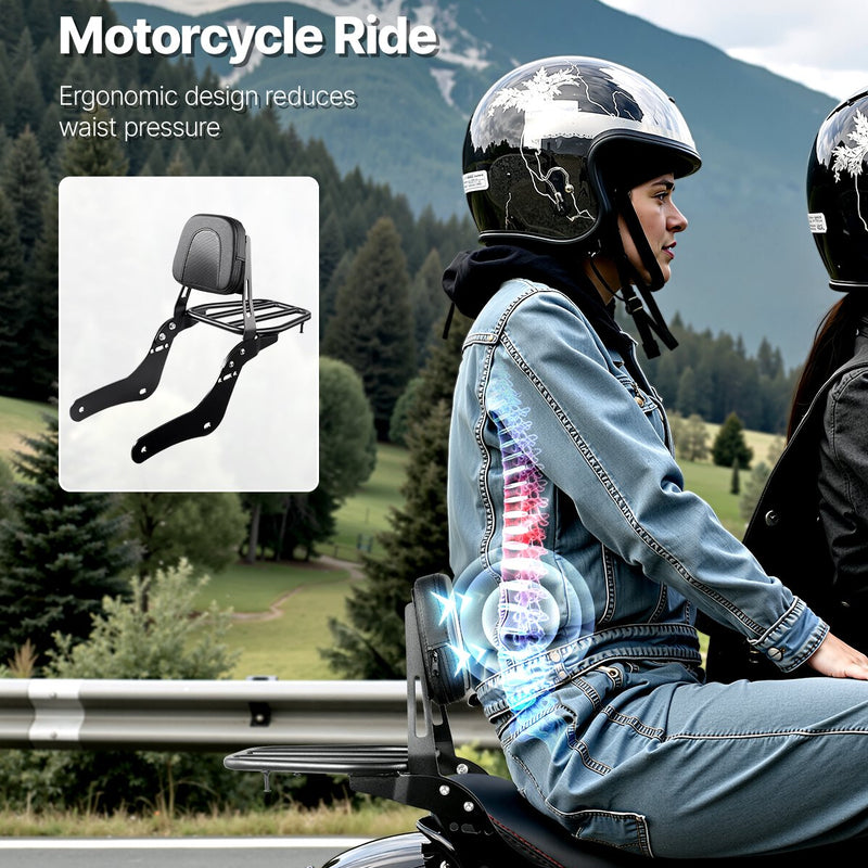 VEVOR motocikla atzveltne ar bagāžas plauktu Honda Rebel 2017–2022