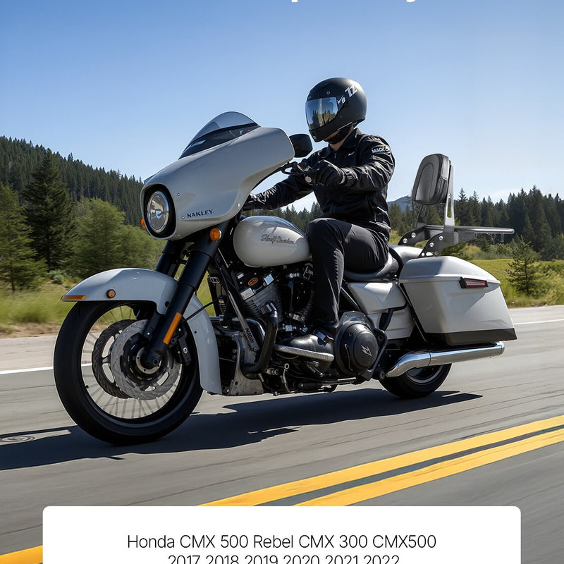 VEVOR motocikla atzveltne ar bagāžas plauktu Honda Rebel 2017–2022