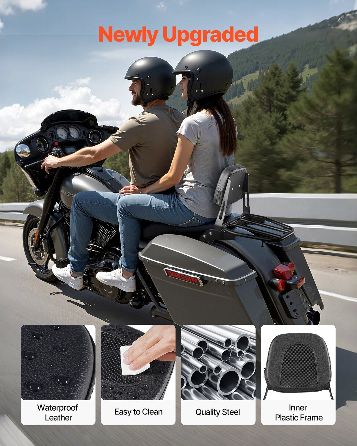 VEVOR Motorcycle Backrest with Luggage Rack for Honda Rebel 2017–2022