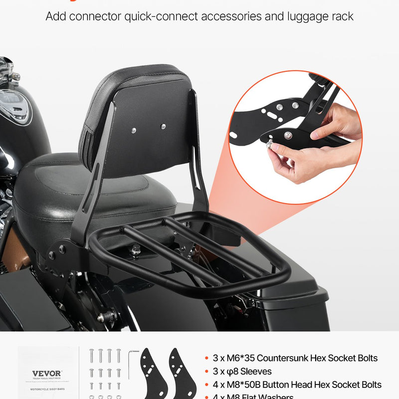 VEVOR motocikla atzveltne ar bagāžas plauktu Honda Rebel 2017–2022