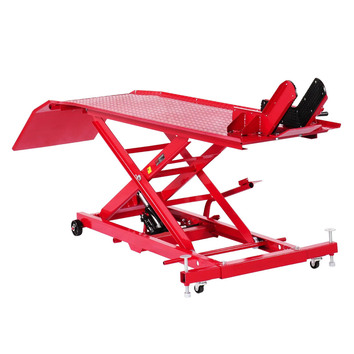 VEVOR motocikla pacēlāja galds, 454 kg celtspēja, 360° grozāms motocikla pacēlājs, regulējams augstums 21,8-78,7 cm, pastiprināts remonta statīvs ar drošības fiksatoru ATV un krosa motocikliem