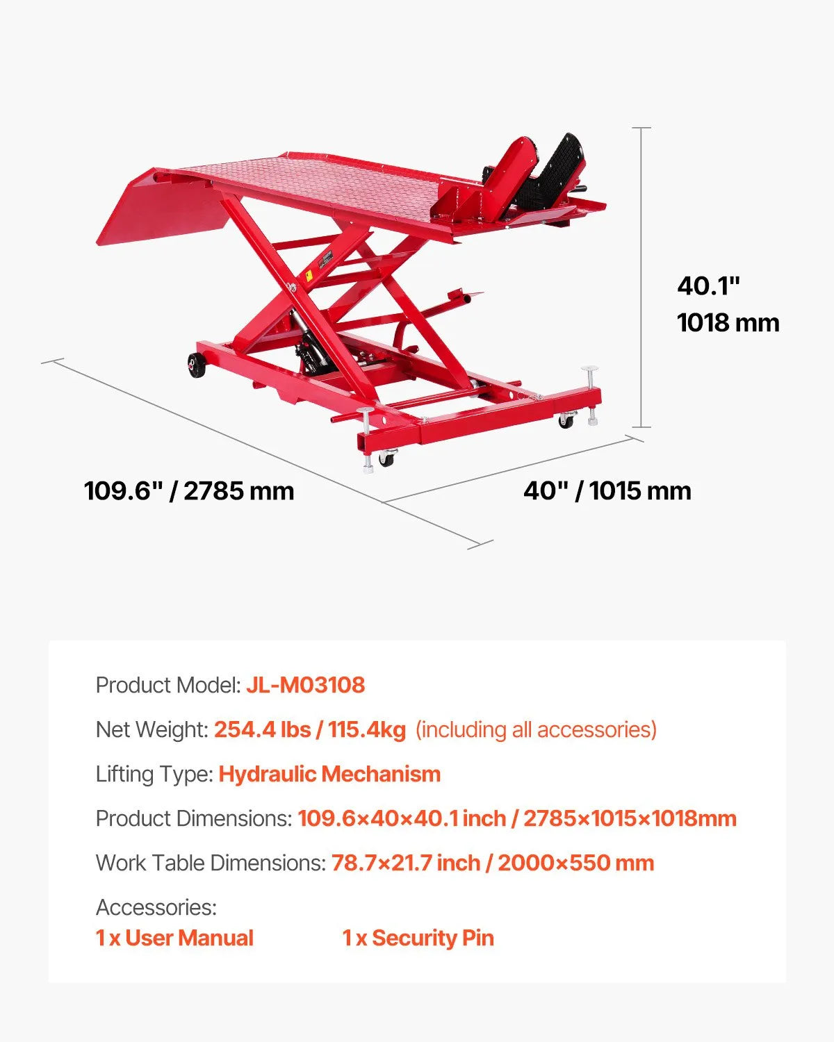 VEVOR motocikla pacēlāja galds, 454 kg celtspēja, 360° grozāms motocikla pacēlājs, regulējams augstums 21,8-78,7 cm, pastiprināts remonta statīvs ar drošības fiksatoru ATV un krosa motocikliem