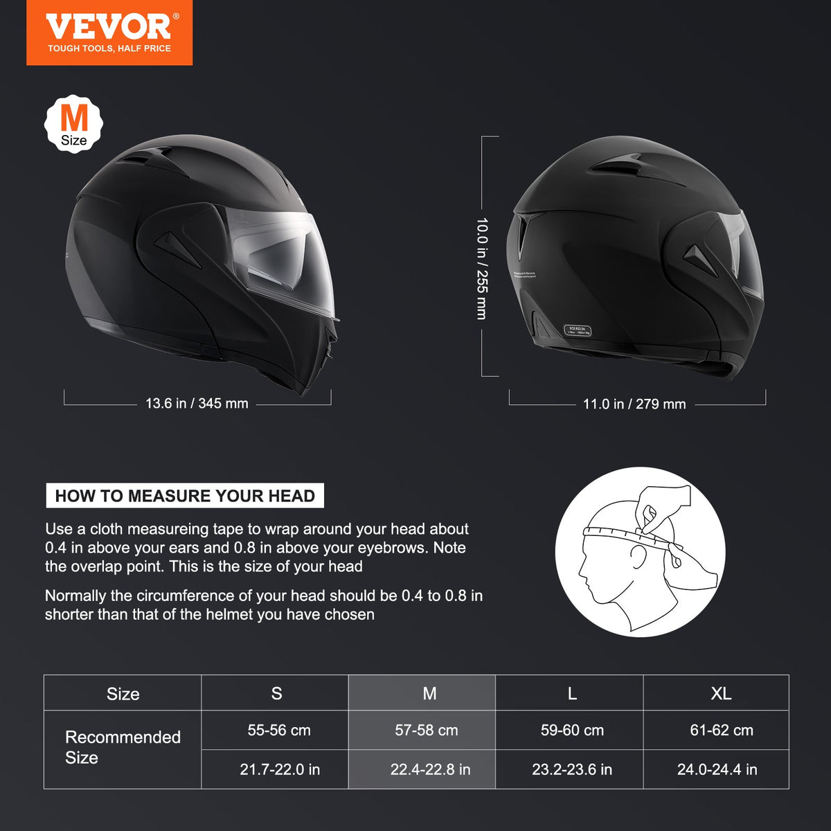 VEVOR Open Face Motocross Helmet with Bluetooth Connection