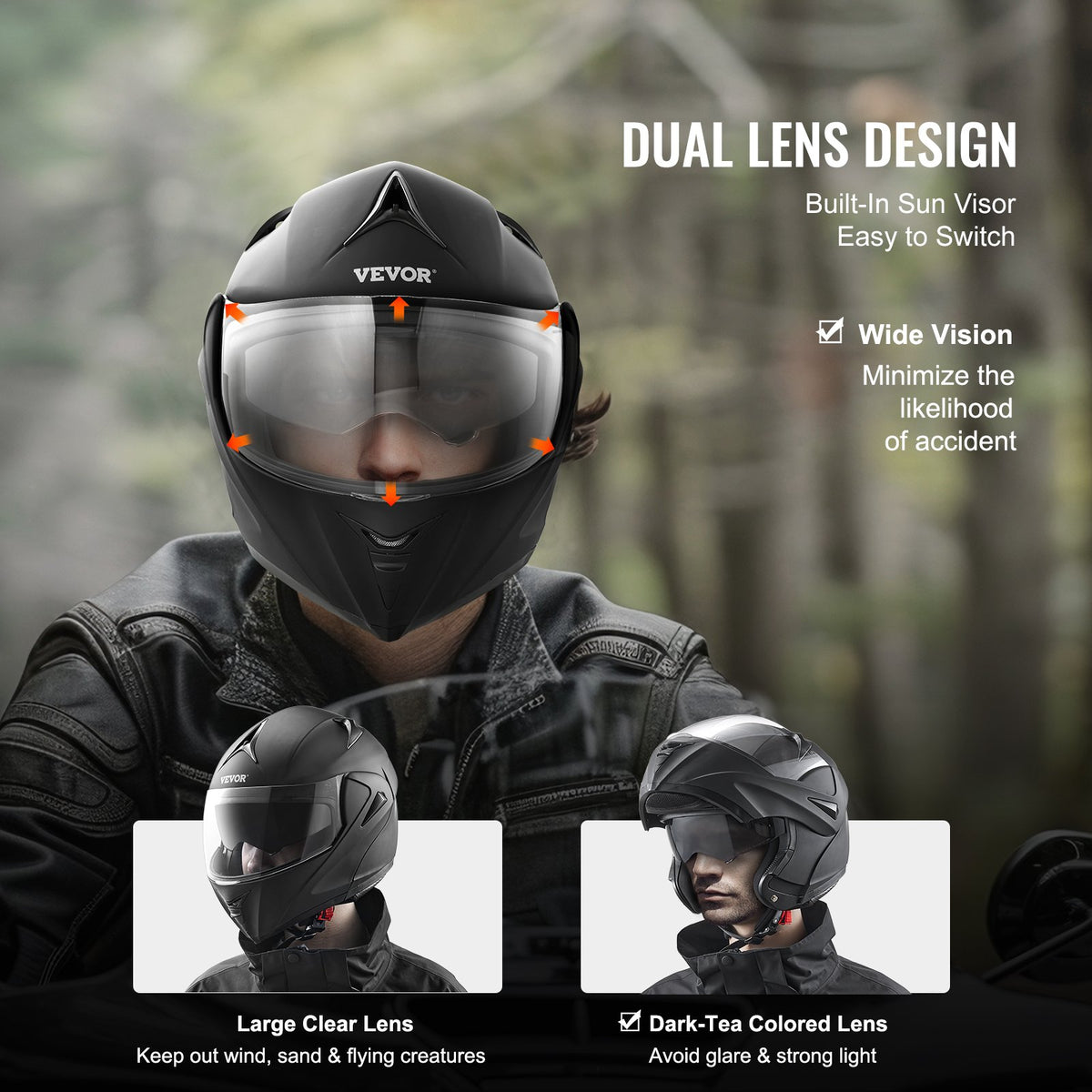 VEVOR Open Face Motocross Helmet with Bluetooth Connection