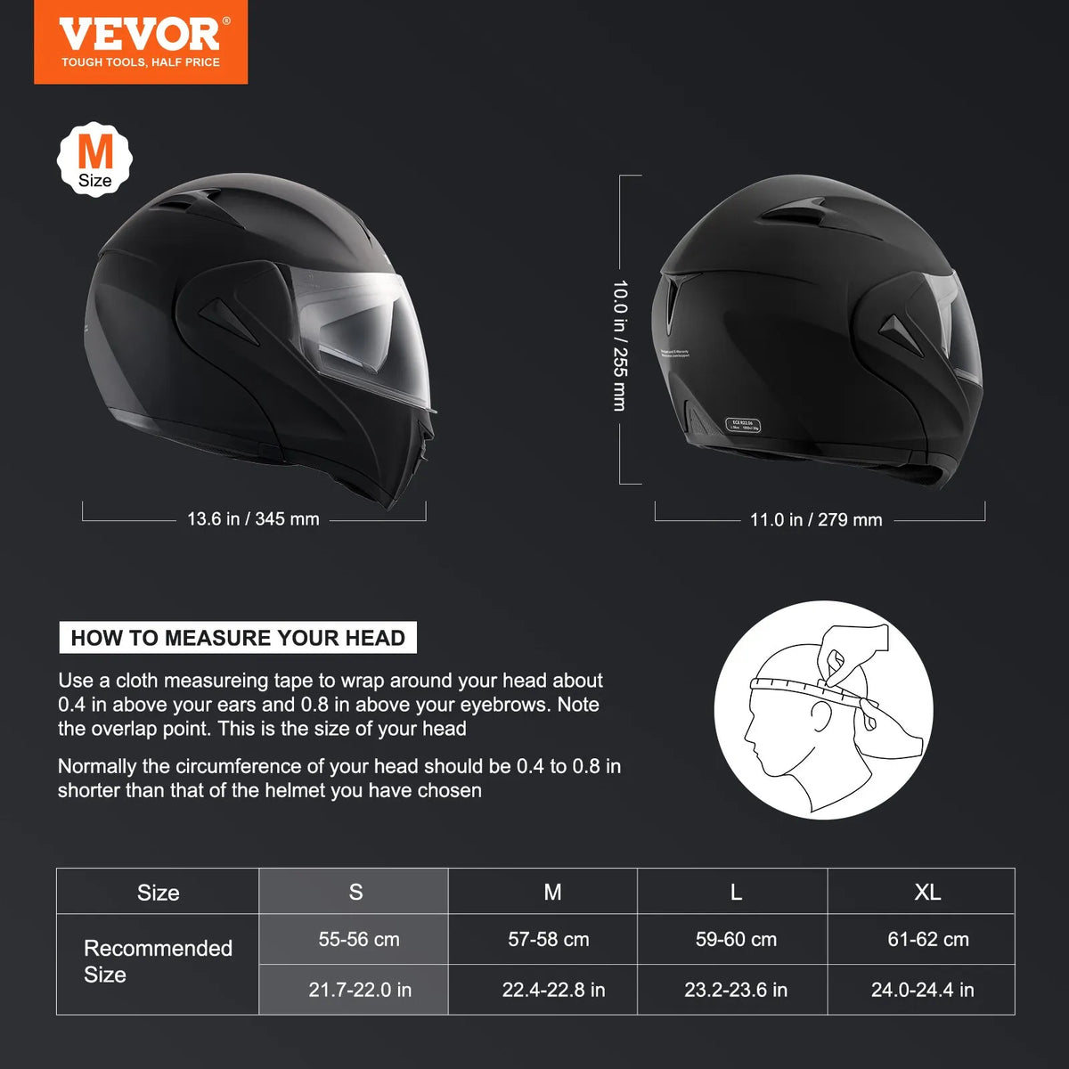 VEVOR motocikla ķivere bez sejas aizsarga ar Bluetooth sakaru sistēmu, ABS un augsta blīvuma korpuss ar maināmu vizieri, DOT sertificēta motokrosa ķivere, piemērota jauniešiem un pieaugušajiem - ZEMLETES.LV