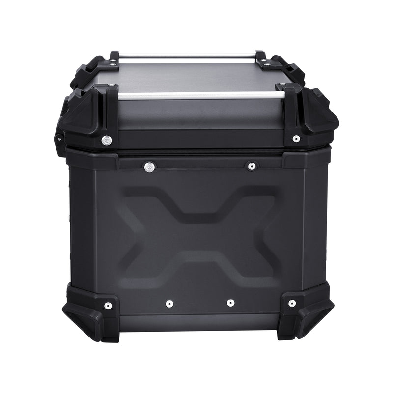 VEVOR 55L motocikla alumīnija aizmugurējā bagāžnieka kaste ar ādas oderi un atstarojošiem elementiem