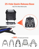VEVOR 55L motocikla alumīnija aizmugurējā bagāžnieka kaste ar ādas oderi un atstarojošiem elementiem