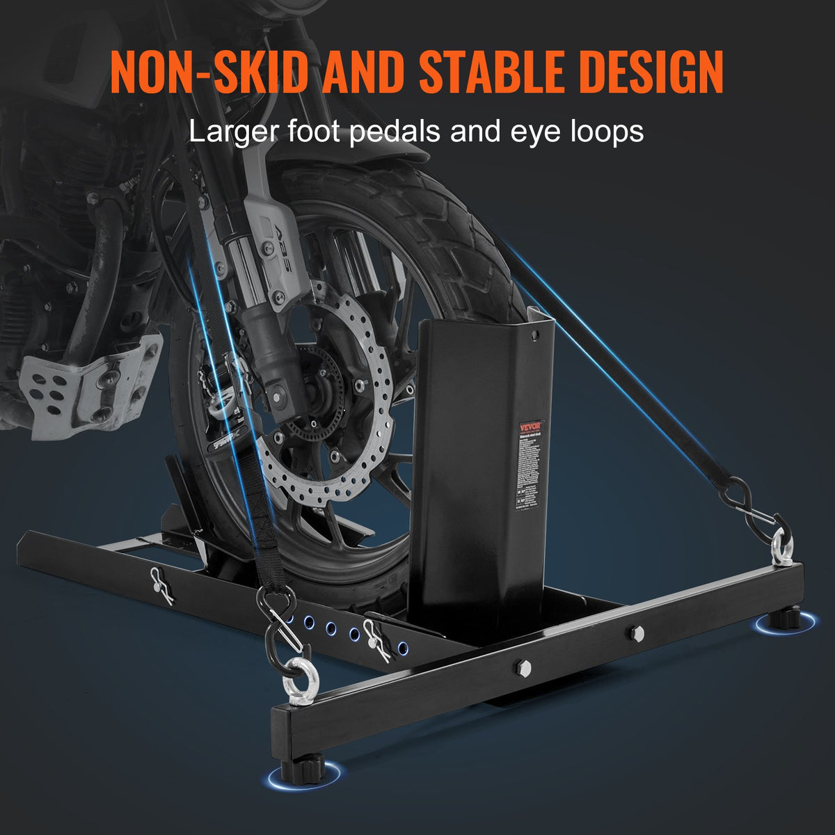 VEVOR Motorcycle Stand with Tyre Chock – Front or Rear Wheel, 381 mm Size