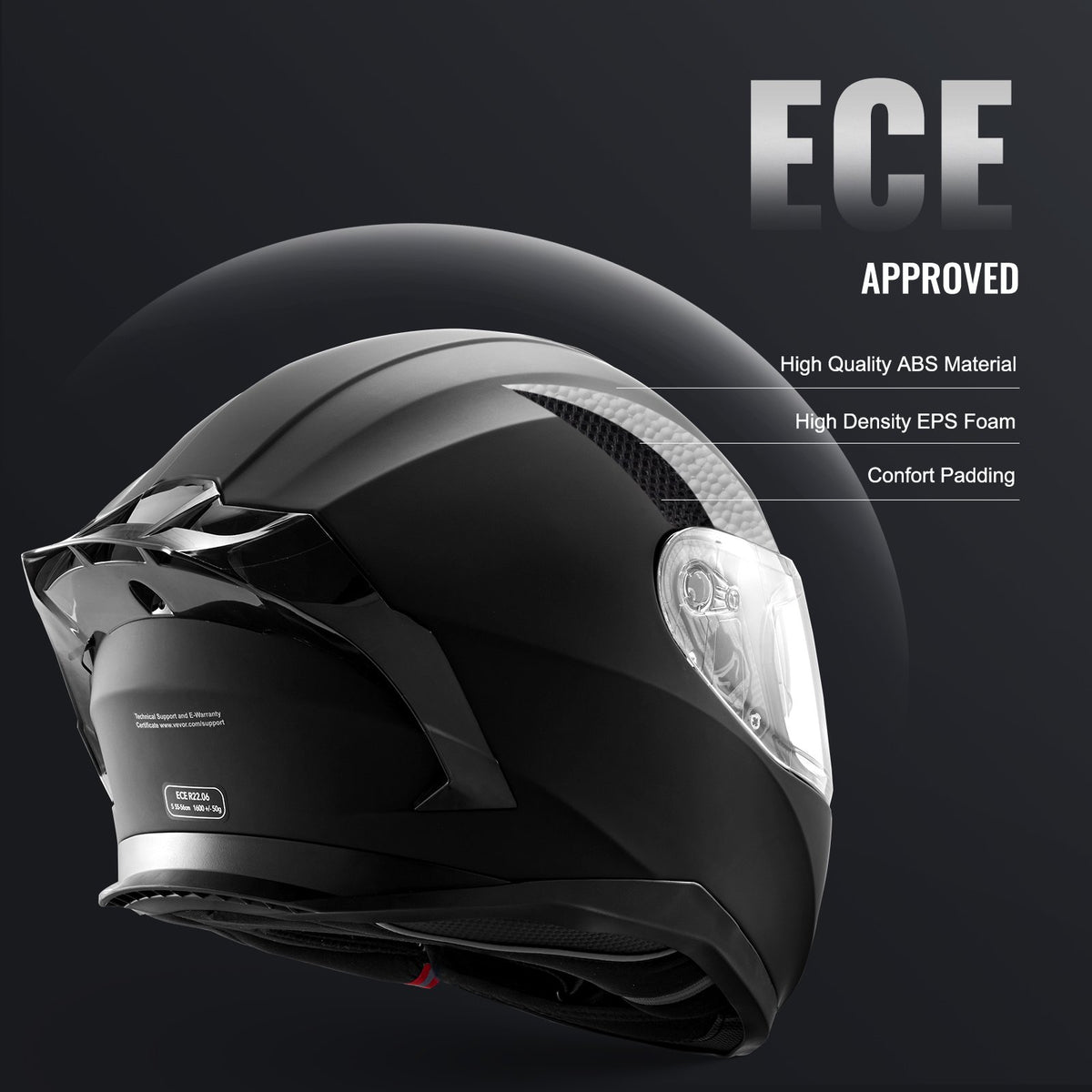 VEVOR Motocross Full Face Helmet with Bluetooth Connection Port