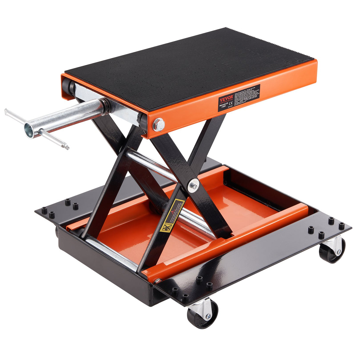 VEVOR Motorcycle/ATV Cross Lift with Platform and Handle, 500 kg Lifting Capacity, Wide Surface and Crank Mechanism