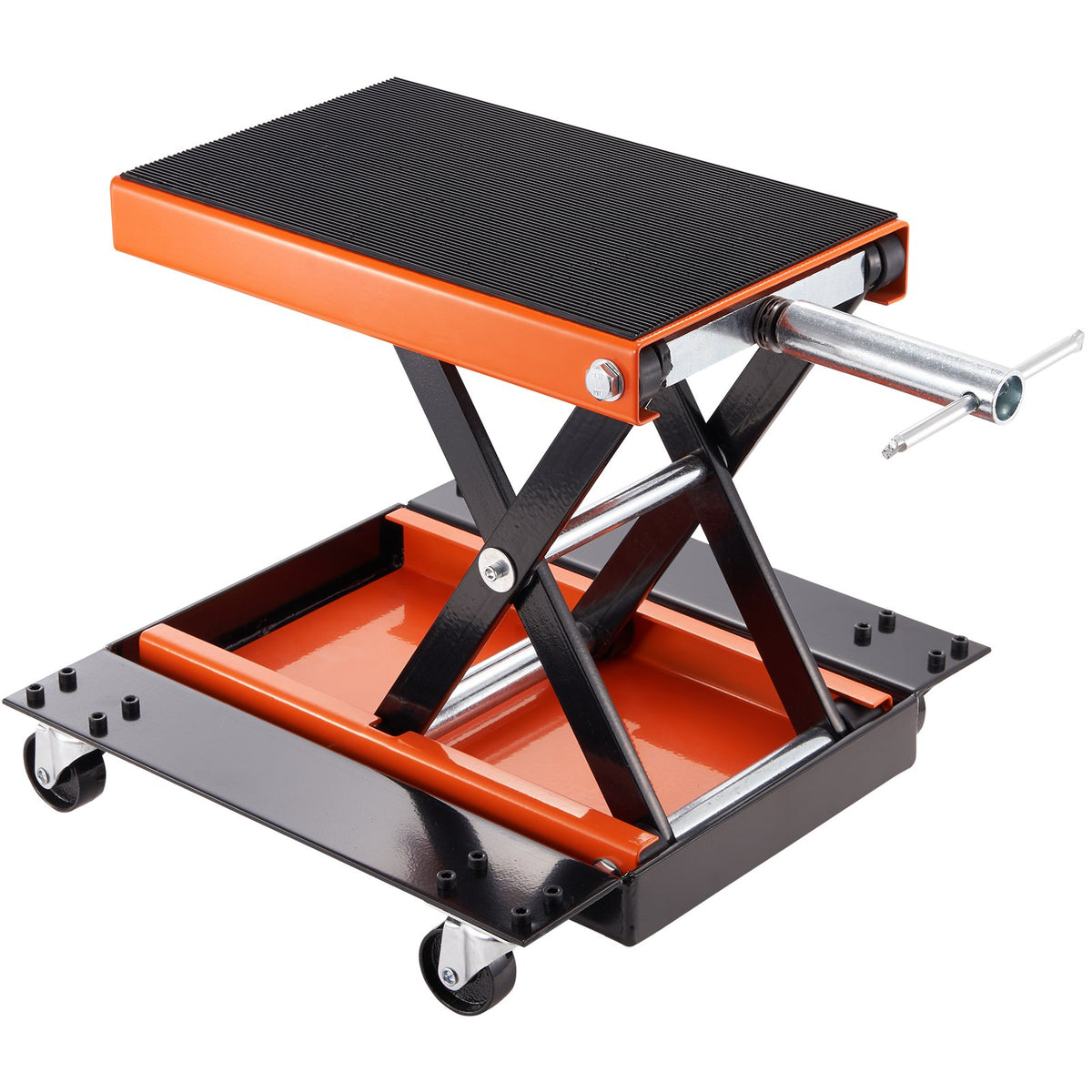 VEVOR Motorcycle/ATV Cross Lift with Platform and Handle, 500 kg Lifting Capacity, Wide Surface and Crank Mechanism