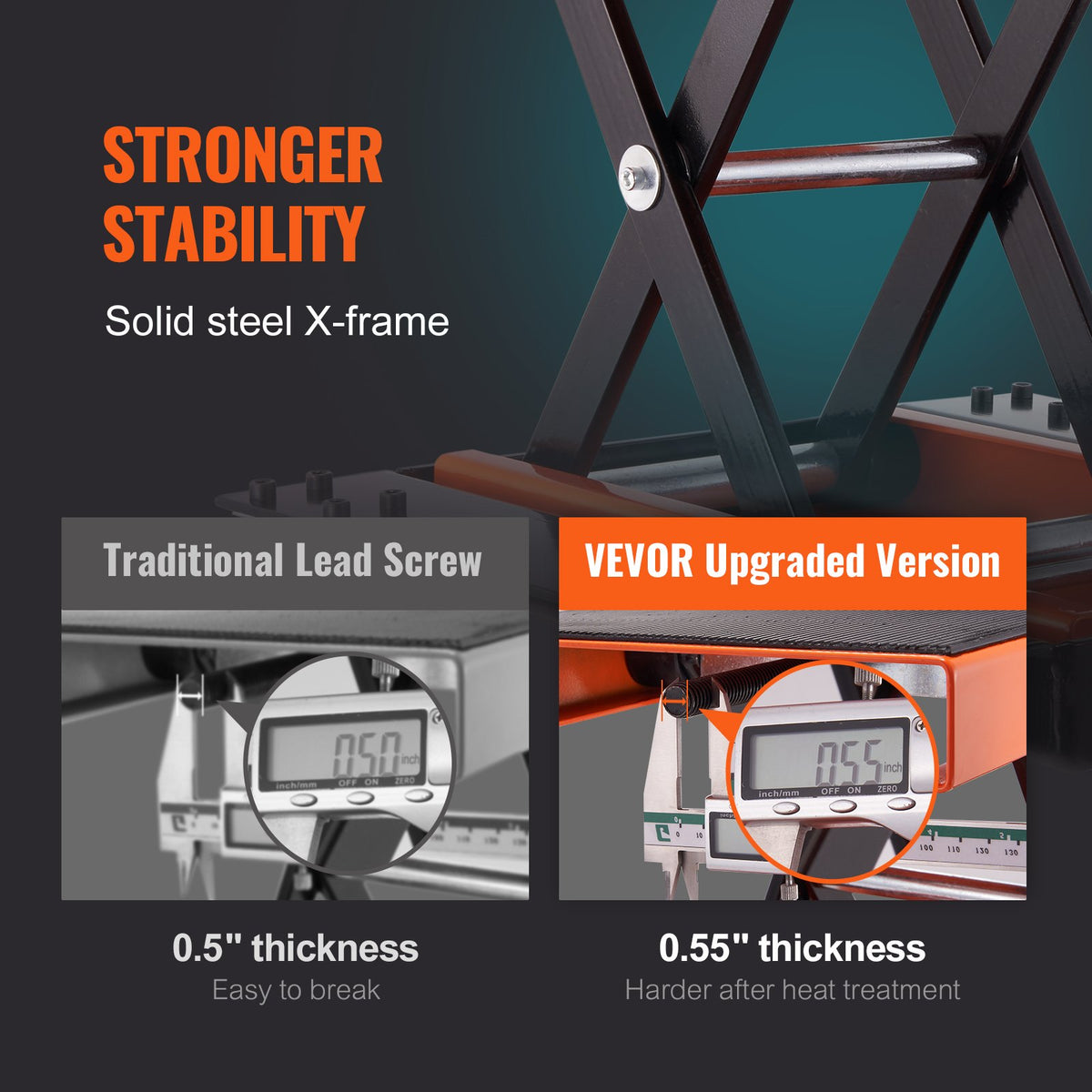 VEVOR Motorcycle/ATV Cross Lift with Platform and Handle, 500 kg Lifting Capacity, Wide Surface and Crank Mechanism