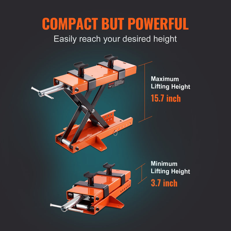 VEVOR motocikla šķērveida pacēlājs ar platformu, 500 kg celtspēja, piemērots ATV, krosa motocikliem un citiem mazajiem transportlīdzekļiem