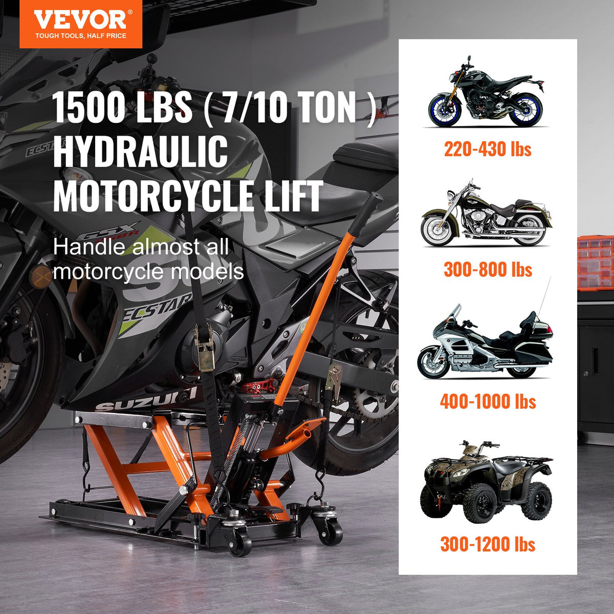 VEVOR Hydraulic Motorcycle Lift 680 kg