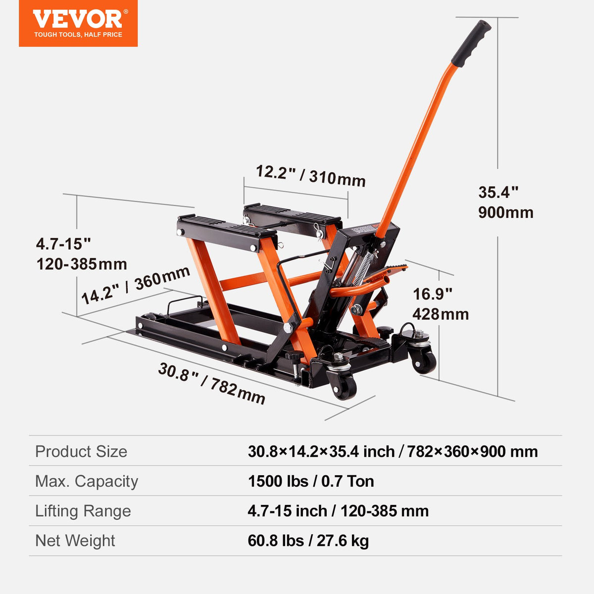 VEVOR Hydraulic Motorcycle Lift 680 kg