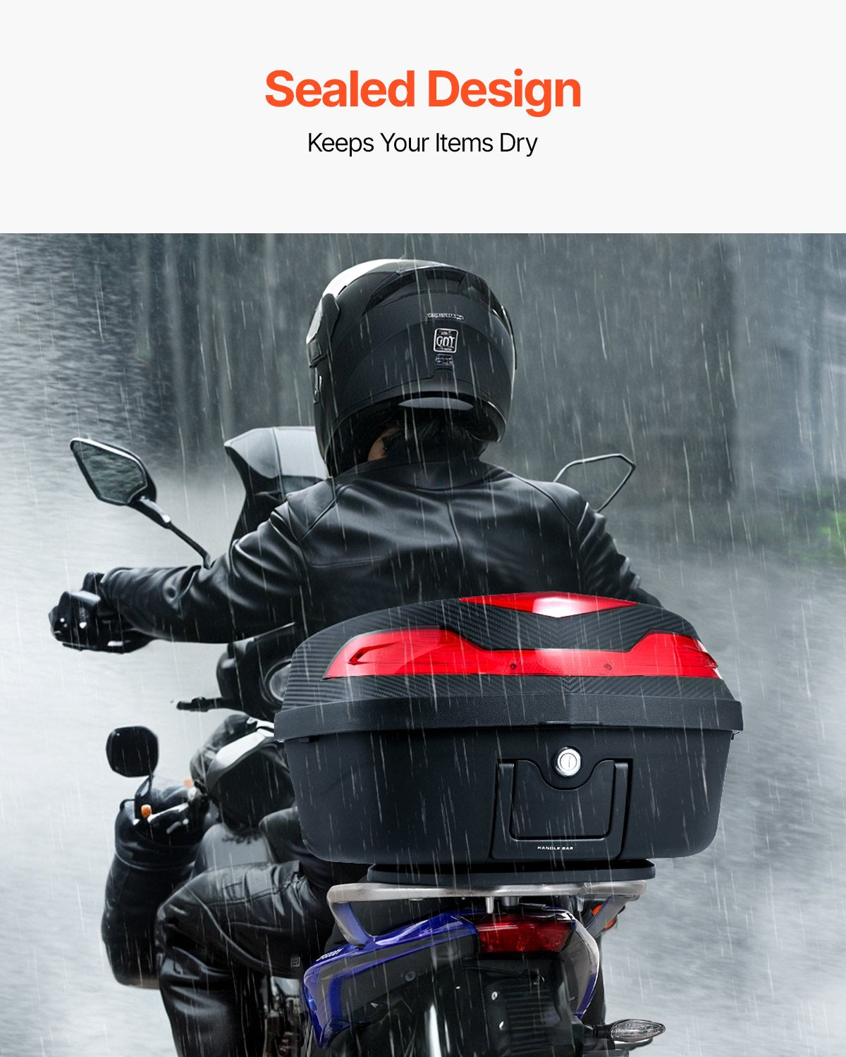 VEVOR 48 L Motorcycle Top Box with Reflective Panel
