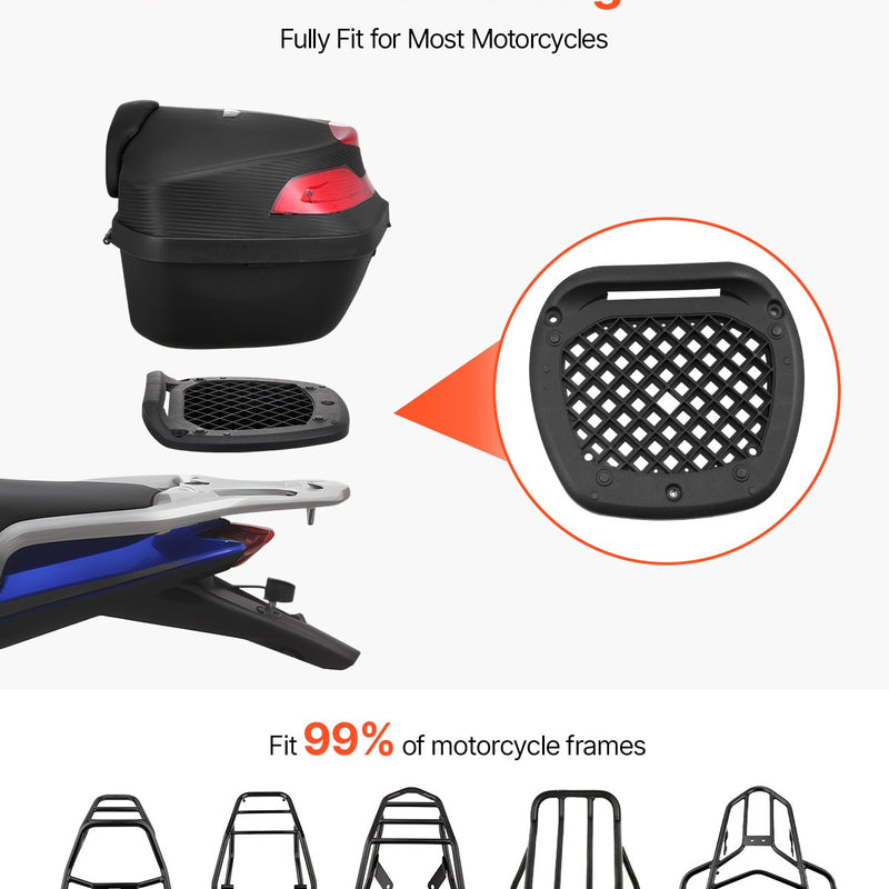 VEVOR 48 L motocikla bagāžas kaste ar atstarojošu paneli