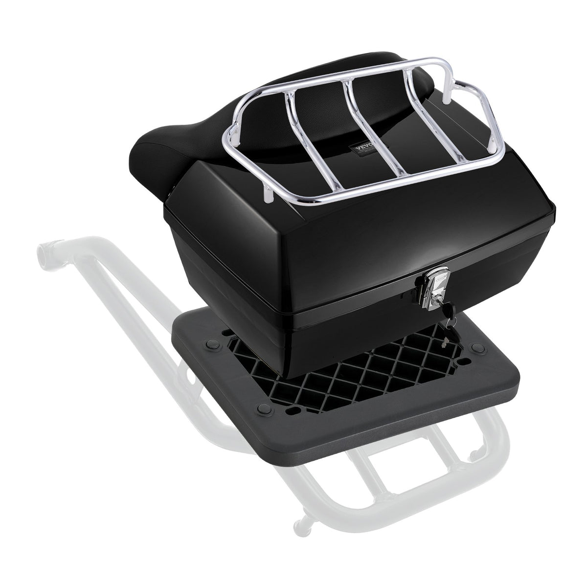 VEVOR 48L Universal Motorcycle Top Box with Reflective Panel