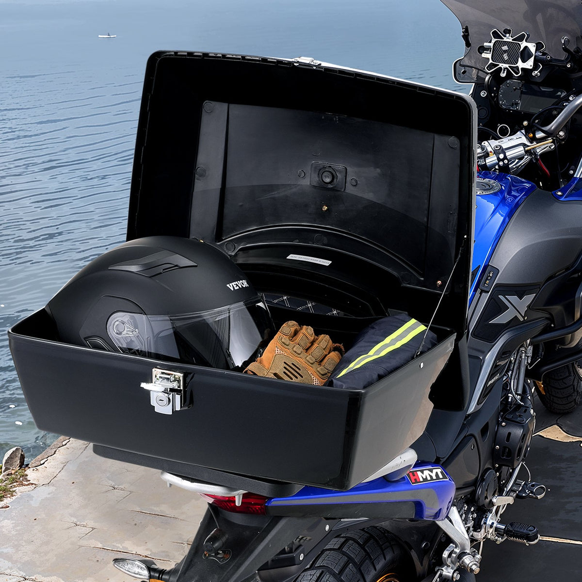 VEVOR 48L Universal Motorcycle Top Box with Reflective Panel