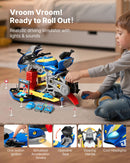 VEVOR motocikla dzinēja rotaļlieta, 25 detaļas, motocikla mehāniķa rotaļu komplekts ar noņemamām detaļām, gaismām un skaņām, imitēta braukšana un sacīkšu trase, bērnu mehāniķa darbnīca bērniem no 3 gadu vecuma, zila