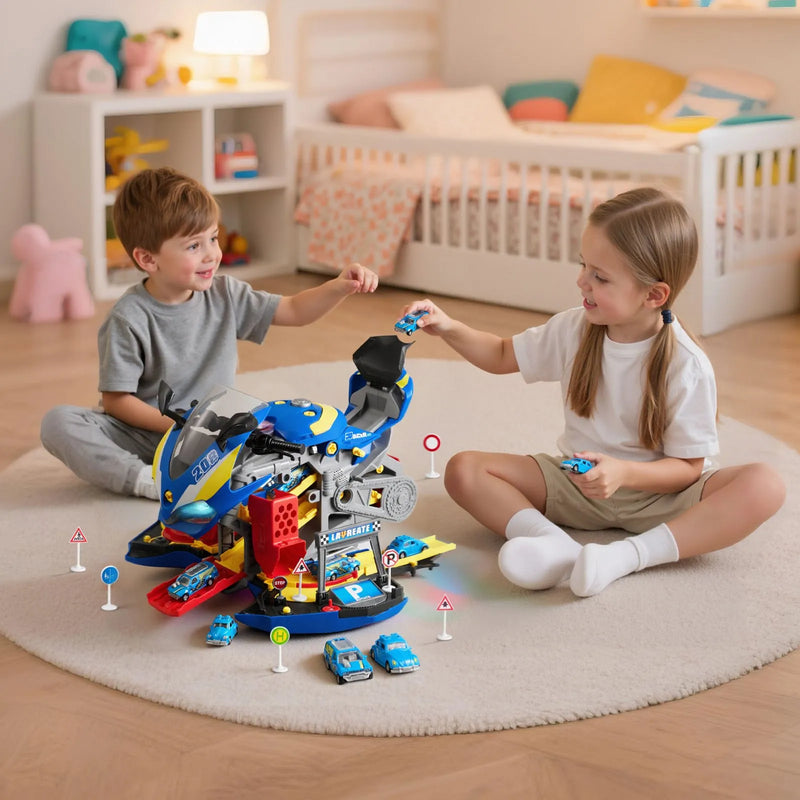 VEVOR motocikla dzinēja rotaļlieta, 25 detaļas, motocikla mehāniķa rotaļu komplekts ar noņemamām detaļām, gaismām un skaņām, imitēta braukšana un sacīkšu trase, bērnu mehāniķa darbnīca bērniem no 3 gadu vecuma, zila