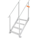 VEVOR piestātnes kāpnes ar 4 pakāpieniem, regulējams augstums 760–965 mm, kravnesība 226,8 kg, alumīnija pontona kāpnes ar dubultiem rokturiem un neslīdošiem pakāpieniem kuģiem, ezeriem un baseiniem - ZEMLETES.LV