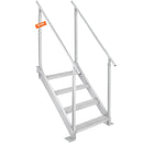 VEVOR piestātnes kāpnes ar 4 pakāpieniem, regulējams augstums 760–965 mm, kravnesība 226,8 kg, alumīnija pontona kāpnes ar dubultiem rokturiem un neslīdošiem pakāpieniem kuģiem, ezeriem un baseiniem - ZEMLETES.LV