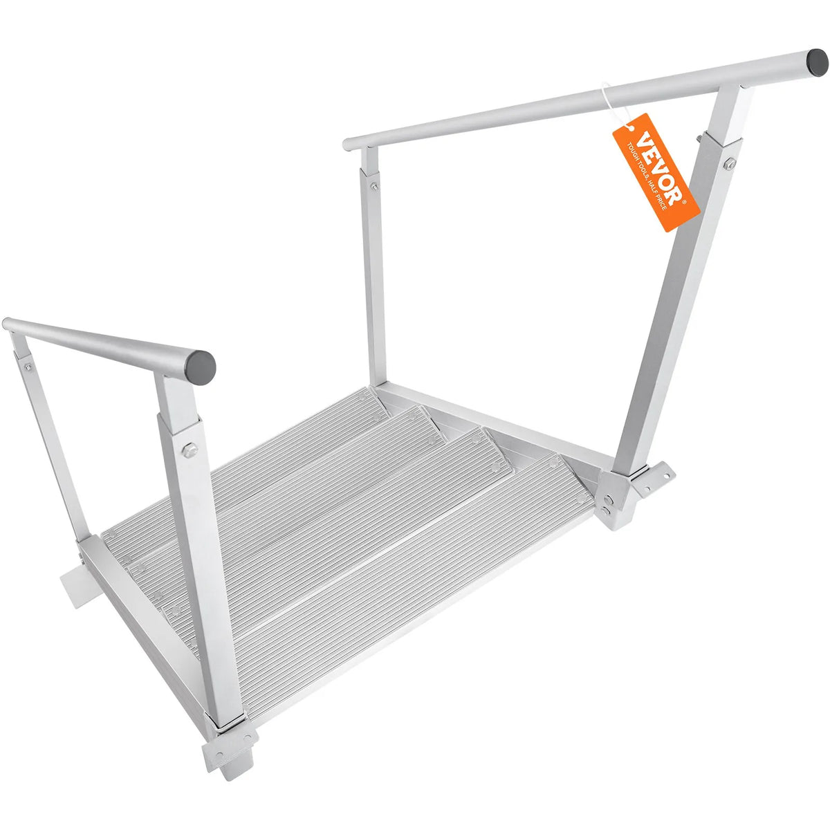 VEVOR piestātnes kāpnes ar 4 pakāpieniem, regulējams augstums 760–965 mm, kravnesība 226,8 kg, alumīnija pontona kāpnes ar dubultiem rokturiem un neslīdošiem pakāpieniem kuģiem, ezeriem un baseiniem - ZEMLETES.LV