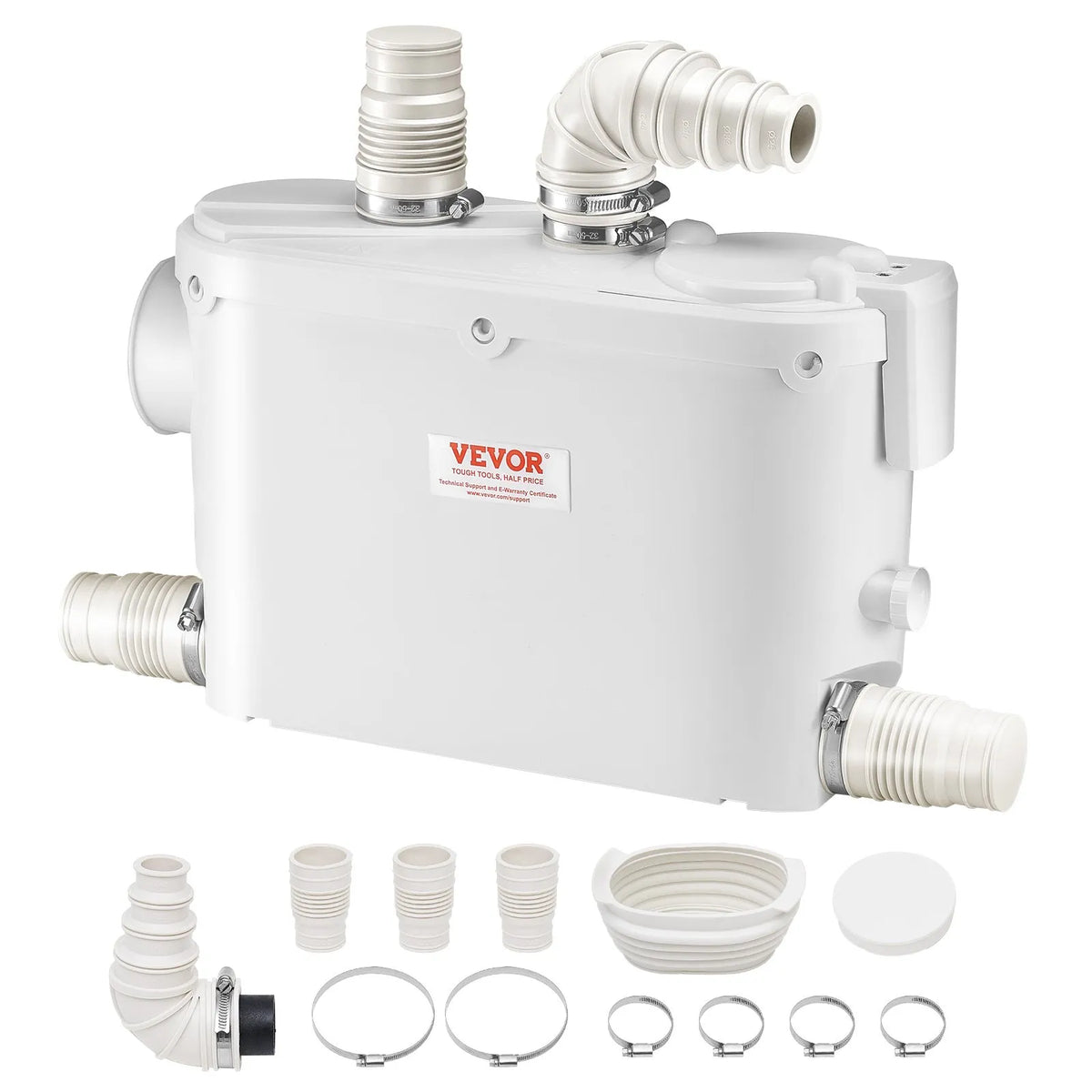 VEVOR sewage grinder pump 500 W, flow up to 6600 l/h, lifting height up to 8 m, with 3 water connections for toilet, kitchen, sink, shower and bath