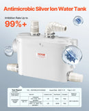 VEVOR kanalizācijas smalcinātājsūknis 500 W, plūsma līdz 6600 l/h, pacelšanas augstums līdz 8 m, ar 3 ūdens pieslēgumiem tualetei, virtuvei, izlietnei, dušai un vannai