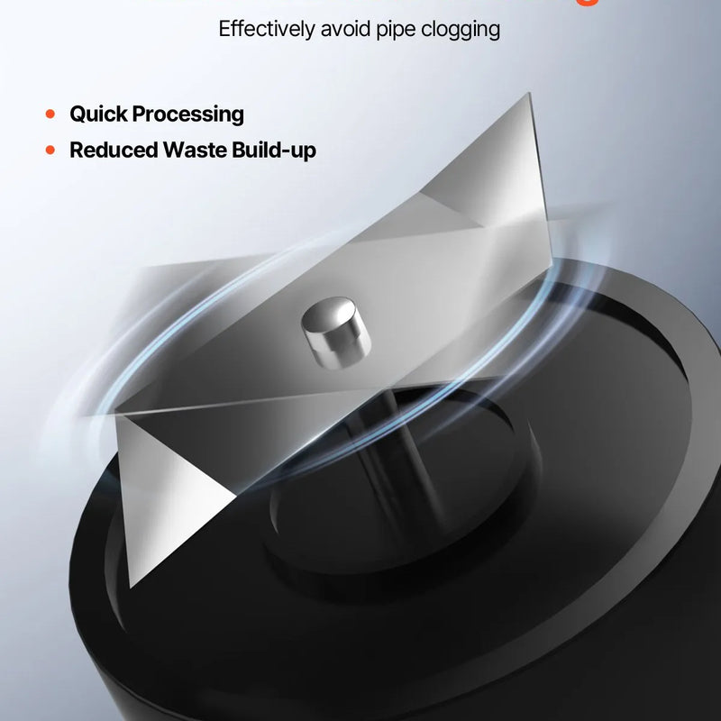 VEVOR kanalizācijas smalcinātājsūknis 500 W, plūsma līdz 6600 l/h, pacelšanas augstums līdz 8 m, ar 3 ūdens pieslēgumiem tualetei, virtuvei, izlietnei, dušai un vannai