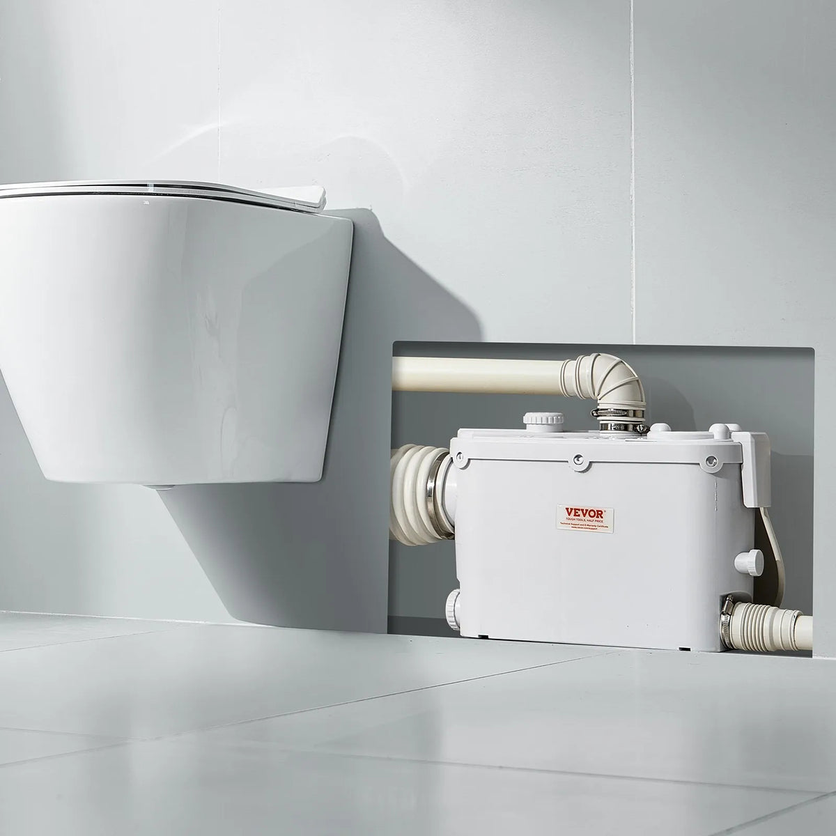 VEVOR sewage grinder pump 500 W, flow up to 6600 l/h, lifting height up to 8 m, with 3 water connections for toilet, kitchen, sink, shower and bath