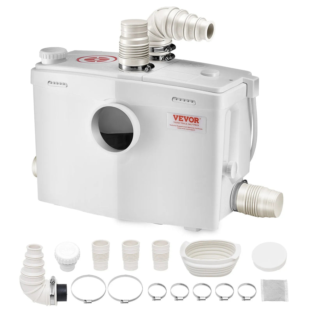 VEVOR sewage grinder pump 1200 W, flow up to 180 l/min, lifting height up to 10 m, with 4 water inlets, wastewater lifting unit for toilet, basement, shower, sink, laundry room and bath