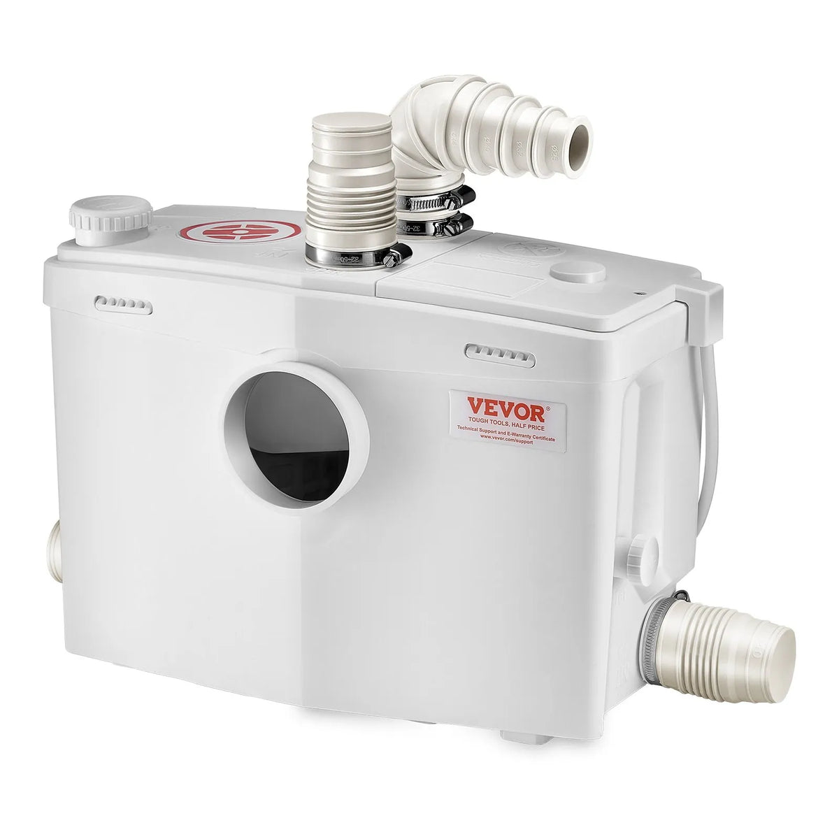 VEVOR sewage grinder pump 1200 W, flow up to 180 l/min, lifting height up to 10 m, with 4 water inlets, wastewater lifting unit for toilet, basement, shower, sink, laundry room and bath